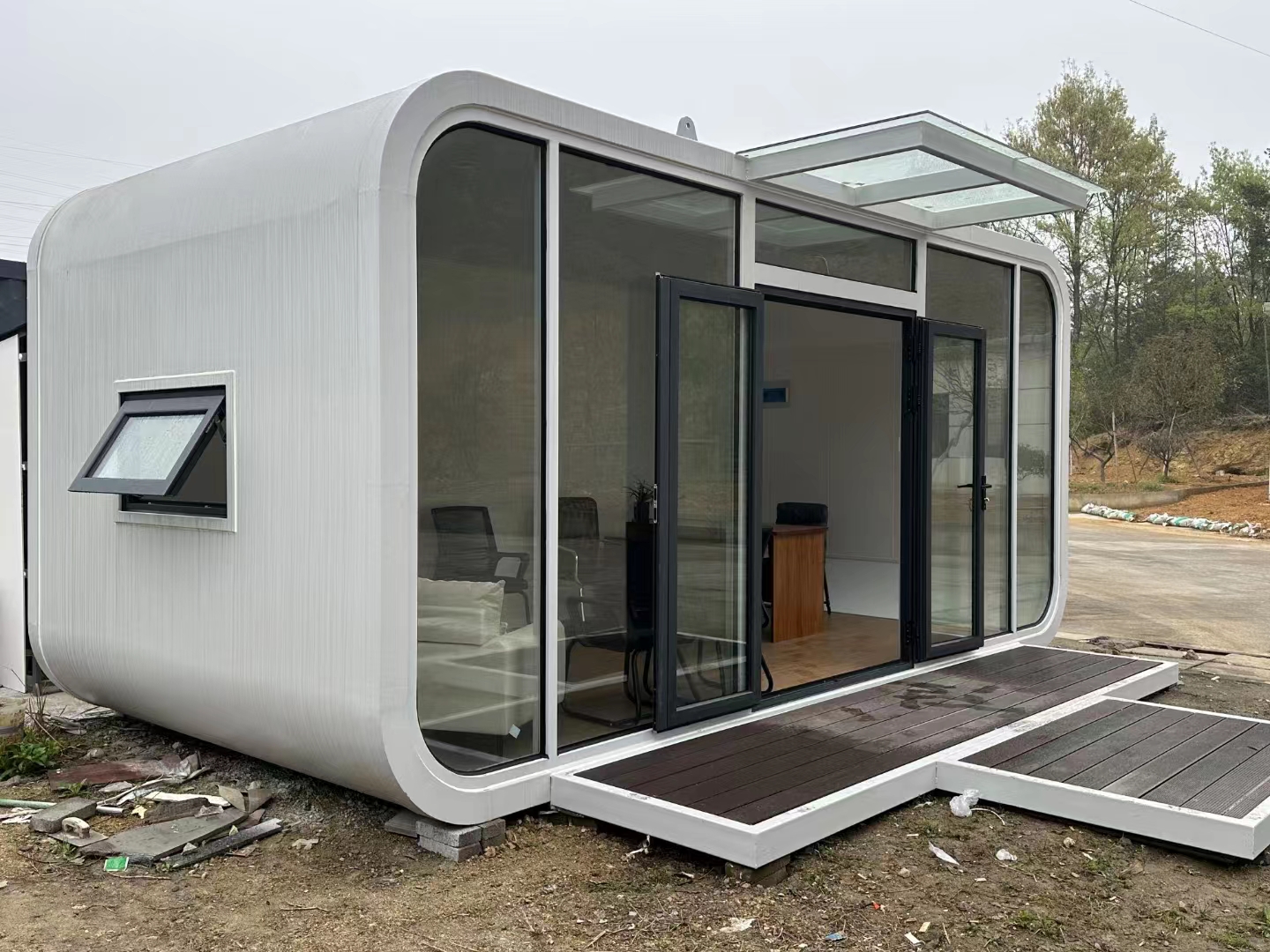 20ft 40ft Outdoor Modern Popular Prefab House Tiny House Mobile Working House Office Pod Apple Cabin