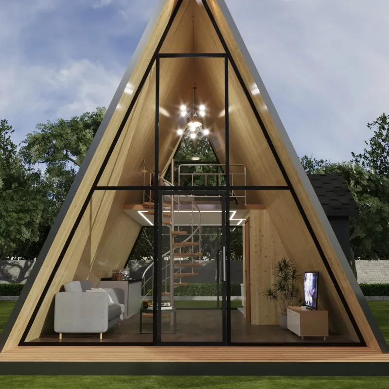  Luxury Sips A Frame Low-rise Villa Heat-insulated Modular Home Prefab Tiny Triangle House For Apartment Prefab Cottage