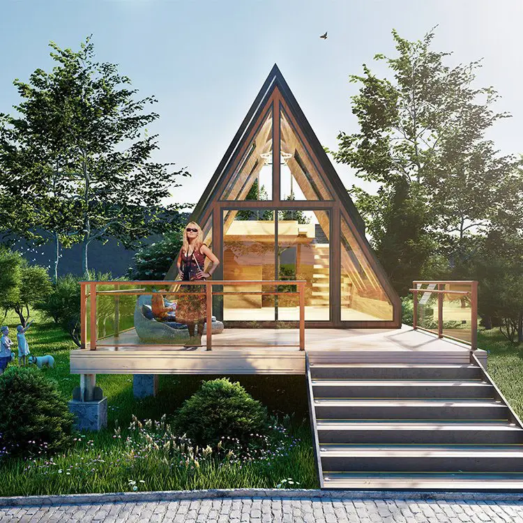 30sqm Unique Design Chalet With Loft Bed Prefabricated Cabin In The Woods A Frame House In Europe